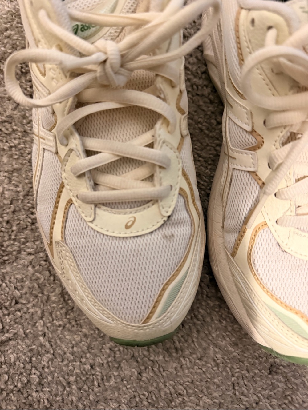 ASICS Women's Cream and Light Green Athletic Sneakers - Picture 2 of 5